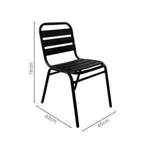 Garden chair Sussie black aluminum lightweight with black metal legs 45x62x76cm