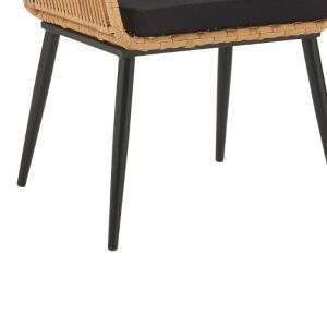 Tanish rattan garden chair with black metal legs 58x58.5x87cm