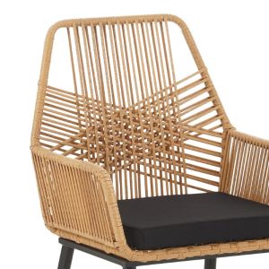 Tanish rattan garden chair with black metal legs 58x58.5x87cm