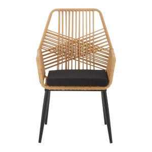 Tanish rattan garden chair with black metal legs 58x58.5x87cm