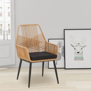 Tanish rattan garden chair with black metal legs 58x58.5x87cm