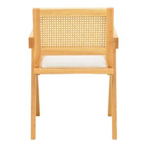 Winslow garden chair made of natural rubber wood - white fabric, 51x54x80 cm
