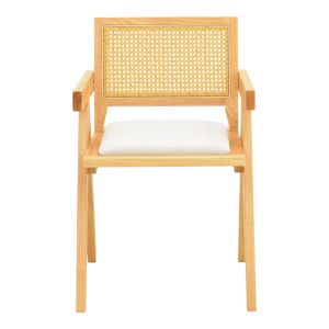 Winslow garden chair made of natural rubber wood - white fabric, 51x54x80 cm