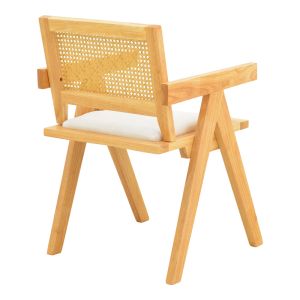 Winslow garden chair made of natural rubber wood - white fabric, 51x54x80 cm