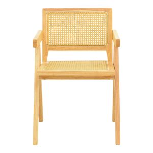 Winslow garden chair made of rubber wood and rattan in a natural shade 51x54x80 cm
