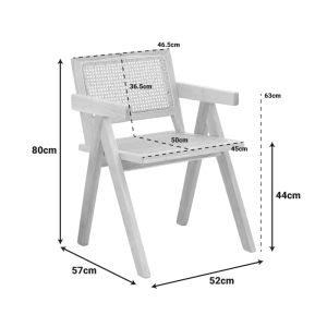 Winslow garden chair made of rubber wood and rattan in a natural shade 51x54x80 cm