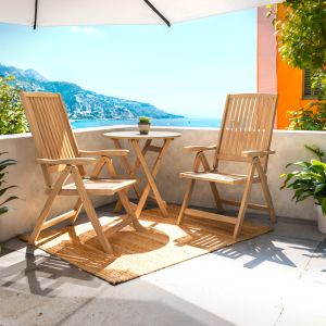 Garden chair Zerco natural solid acacia wood 61x65x110cm