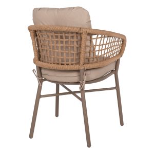 Garden chair aluminum mocha with rattan and beige cushions Hm5863,02 60x56x84cm