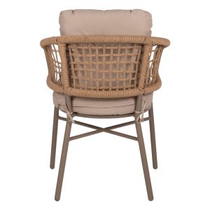 Garden chair aluminum mocha with rattan and beige cushions Hm5863,02 60x56x84cm