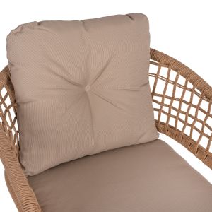 Garden chair aluminum mocha with rattan and beige cushions Hm5863,02 60x56x84cm
