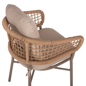 Garden chair aluminum mocha with rattan and beige cushions Hm5863,02 60x56x84cm