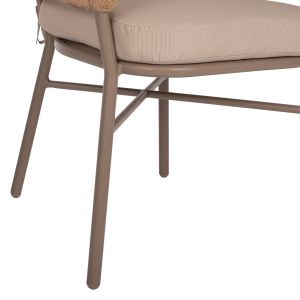 Garden chair aluminum mocha with rattan and beige cushions Hm5863,02 60x56x84cm