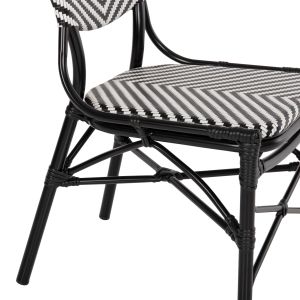 Garden chair aluminum-textile color black-white 46x56x95hcm Hm5927,01