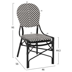 Garden chair aluminum-textile color black-white 46x56x95hcm Hm5927,01