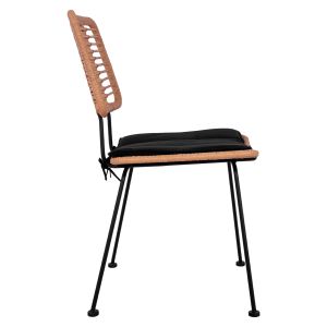 Garden chair metal and cushion in black color-rattan in beige color 46x56x87hcm Hm5454,11 Allegra