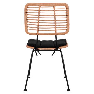 Garden chair metal and cushion in black color-rattan in beige color 46x56x87hcm Hm5454,11 Allegra