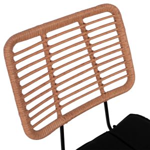Garden chair metal and cushion in black color-rattan in beige color 46x56x87hcm Hm5454,11 Allegra