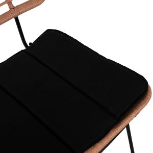 Garden chair metal and cushion in black color-rattan in beige color 46x56x87hcm Hm5454,11 Allegra