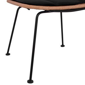 Garden chair metal and cushion in black color-rattan in beige color 46x56x87hcm Hm5454,11 Allegra