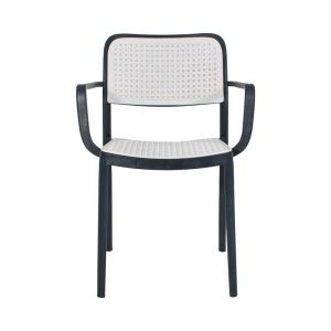 Garden chair Olesia gray with white color 56x43x81cm