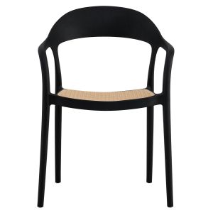 Polypropylene garden chair Hm5935,02 black with beige seat 57x53x81hcm