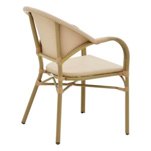 Garden chair with armrests Elyza material beige Textilene with aluminum golden legs 57x62x84cm