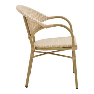 Garden chair with armrests Elyza material beige Textilene with aluminum golden legs 57x62x84cm