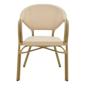 Garden chair with armrests Elyza material beige Textilene with aluminum golden legs 57x62x84cm