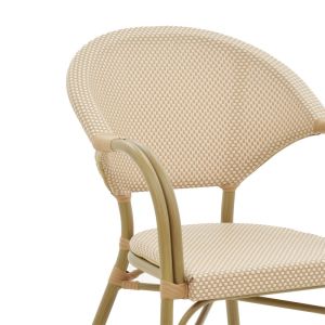 Garden chair with armrests Elyza material beige Textilene with aluminum golden legs 57x62x84cm