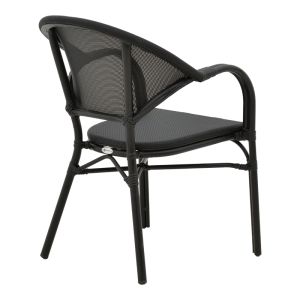 Garden chair with armrests Elyza black Textilene seat and black aluminum frame 57x62x84cm