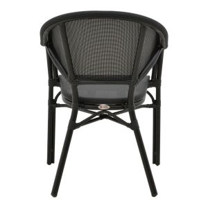 Garden chair with armrests Elyza black Textilene seat and black aluminum frame 57x62x84cm