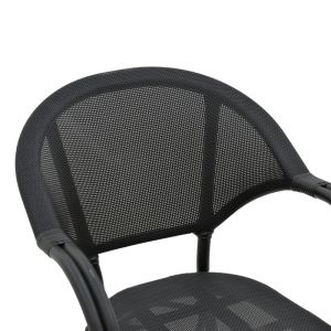 Garden chair with armrests Elyza black Textilene seat and black aluminum frame 57x62x84cm