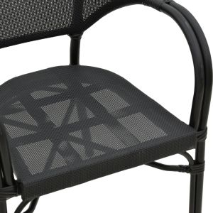 Garden chair with armrests Elyza black Textilene seat and black aluminum frame 57x62x84cm
