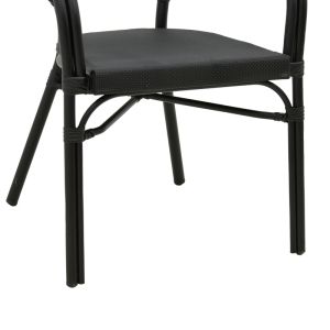 Garden chair with armrests Elyza black Textilene seat and black aluminum frame 57x62x84cm