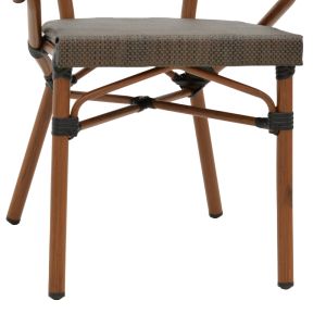 Garden chair with armrests Isaia brown Textilene black aluminum 57x57x83cm