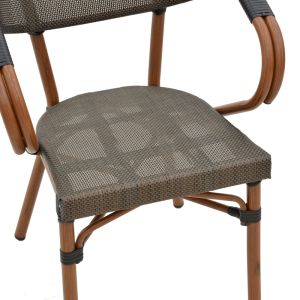 Garden chair with armrests Isaia brown Textilene black aluminum 57x57x83cm