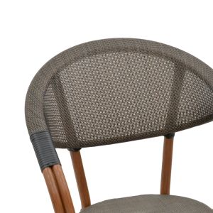 Garden chair with armrests Isaia brown Textilene black aluminum 57x57x83cm