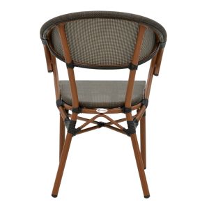 Garden chair with armrests Isaia brown Textilene black aluminum 57x57x83cm