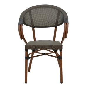 Garden chair with armrests Isaia brown Textilene black aluminum 57x57x83cm