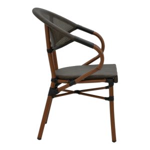 Garden chair with armrests Isaia brown Textilene black aluminum 57x57x83cm