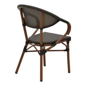 Garden chair with armrests Isaia brown Textilene black aluminum 57x57x83cm