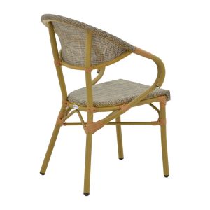 Градински стол с подлакътници Isaia сив Textilene черен алуминий 57x57x83cm