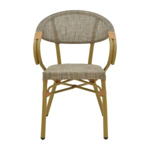 Градински стол с подлакътници Isaia сив Textilene черен алуминий 57x57x83cm