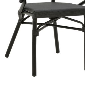 Garden chair with armrests Isaia black Textilene black aluminum 57x57x83cm