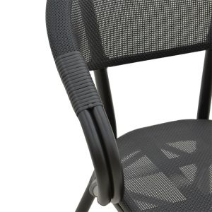 Garden chair with armrests Isaia black Textilene black aluminum 57x57x83cm