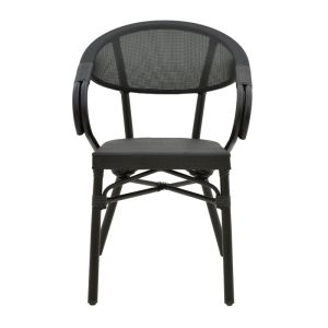 Garden chair with armrests Isaia black Textilene black aluminum 57x57x83cm