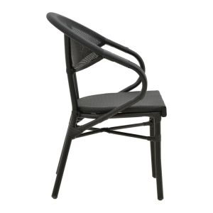 Garden chair with armrests Isaia black Textilene black aluminum 57x57x83cm