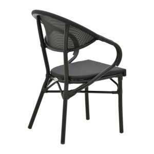 Garden chair with armrests Isaia black Textilene black aluminum 57x57x83cm