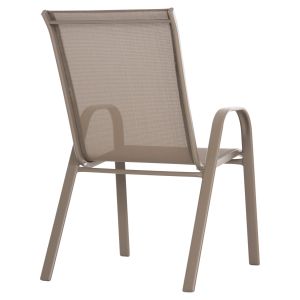 Garden chair with armrests Leon champagne, metal frame, champagne textile 54x70x93cm Hm5000,04