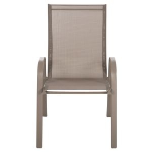 Garden chair with armrests Leon champagne, metal frame, champagne textile 54x70x93cm Hm5000,04